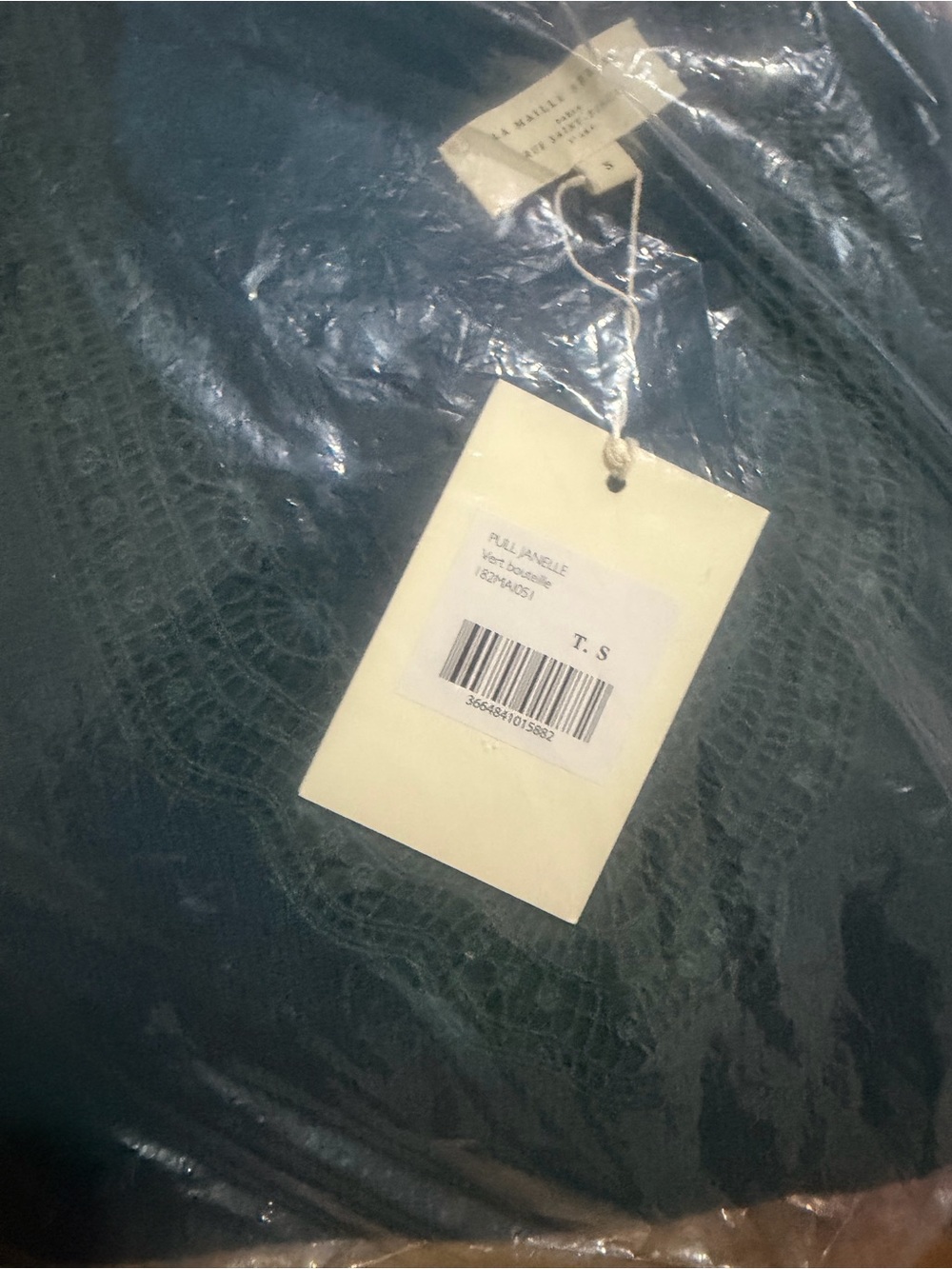 Sezane Teal V-Neck Sweater with Lace Trim - Picture 3 of 4
